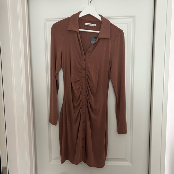 NEW Abercrombie & Fitch Ribbed Button Down Midi Dress - Picture 2 of 6